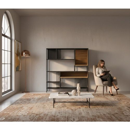 REGAŁ NA KSIĄŻKI METALOWE DREWNO LITE DĄB JESION OLCHA RNK-154